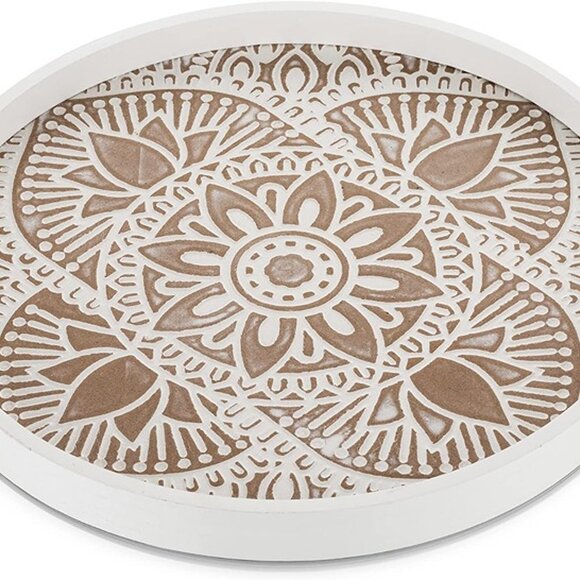 NEW Decorative Serving Tray Round: Farmhouse Coffee Table Tray - Picture 4 of 8